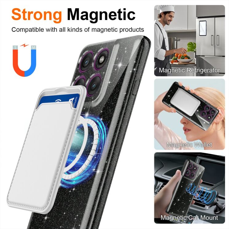 Защитный чехол Deexe Glitter Case with MagSafe для Motorola Moto G86 Power - Black: фото 3 из 7