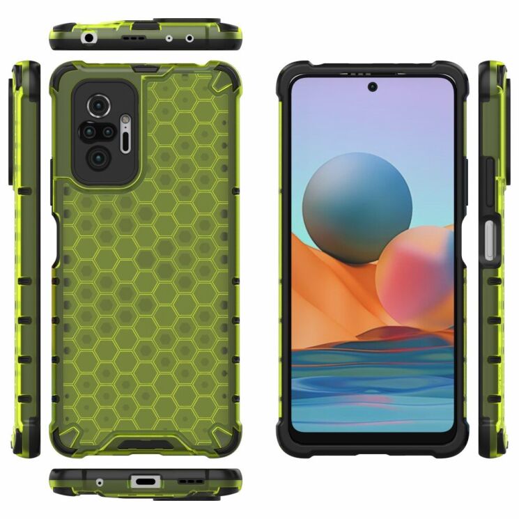 Защитный чехол Deexe Honeycomb Series для Xiaomi Redmi Note 10 Pro - Green: фото 2 из 6