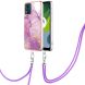 Захисний чохол Deexe Marble Case with Strap для Motorola Moto E13 - Light Purple (320151LV). Фото 2 з 6