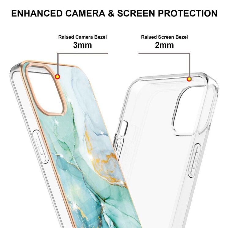 Защитный чехол Deexe Marble Style для Apple iPhone 13 - Green: фото 4 из 4