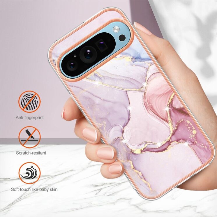Защитный чехол Deexe Marble Style для Google Pixel 9 Pro XL - Light Purple: фото 4 из 6