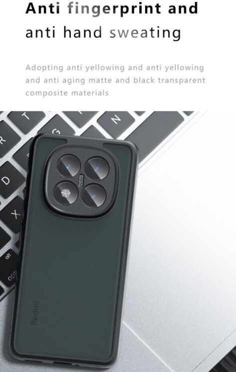 Защитный чехол Deexe Matte Skin для Xiaomi Redmi Note 14 Pro Plus - Transparent / Black: фото 12 из 13