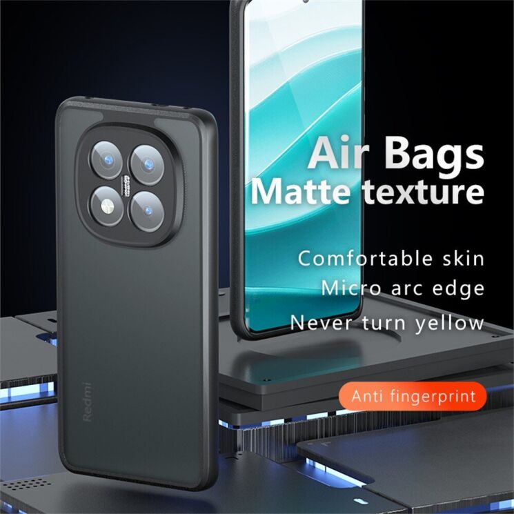 Защитный чехол Deexe Matte Skin для Xiaomi Redmi Note 14 Pro Plus - Transparent / Black: фото 2 из 13
