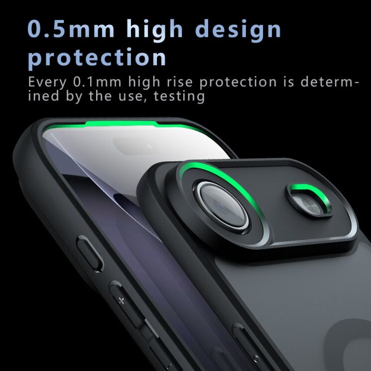 Захисний чохол Deexe Matte Skin with MagSafe для iPhone 18 Pro Max - Transparent / Black: фото 7 з 11