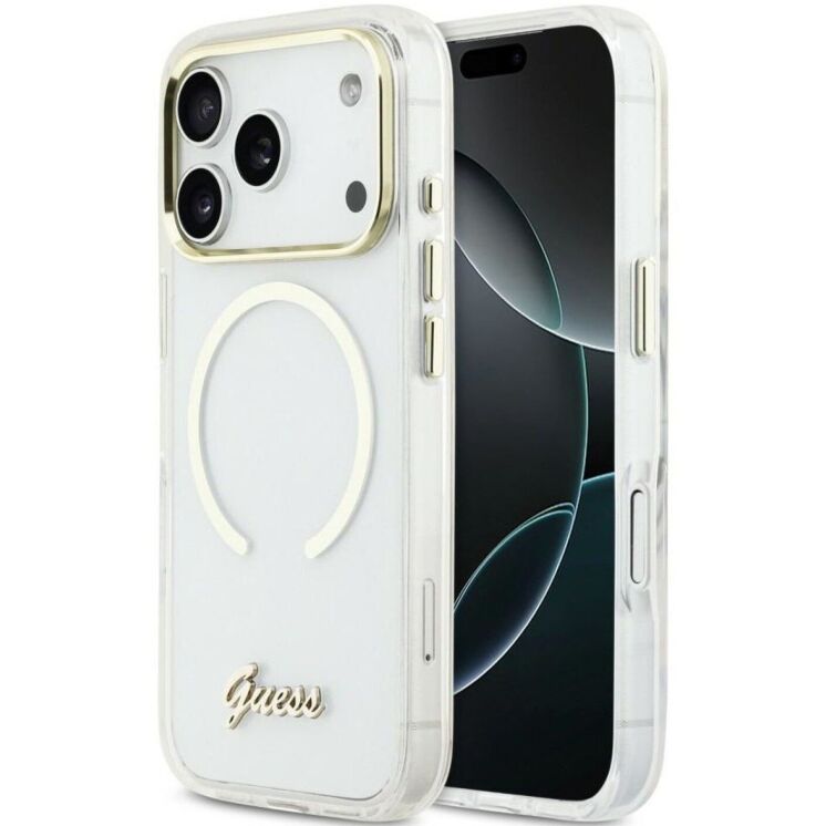 Защитный чехол Guess IML Script Metal MagSafe для iPhone 17 Pro (GUHMP17L5HTCSMST) - Transparent (403263T) Защитный чехол Guess IML Script Metal MagSafe для iPhone 17 Pro (GUHMP17L5HTCSMST) - Transparent: фото 1 из 9
