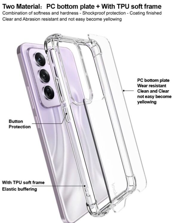 Защитный чехол IMAK Space Shield для OPPO Reno 12 Pro - Transparent: фото 5 из 9