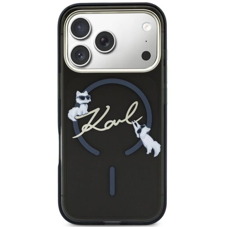 Захисний чохол Karl Lagerfeld IML Choupettes Karl Script Logo MagSafe для iPhone 17 Pro Max (KLHMP17X5HKSCAK) - Black: фото 3 з 7