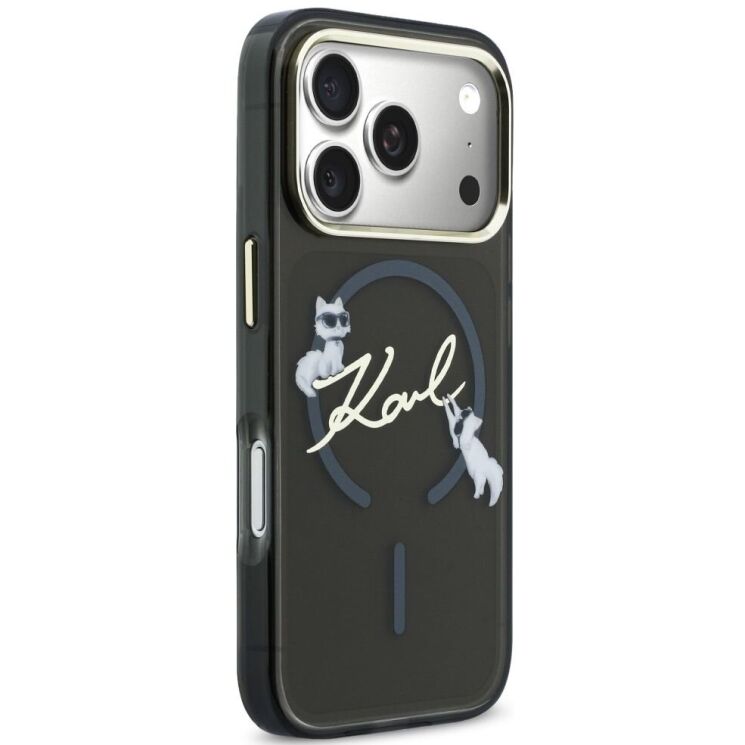 Захисний чохол Karl Lagerfeld IML Choupettes Karl Script Logo MagSafe для iPhone 17 Pro Max (KLHMP17X5HKSCAK) - Black: фото 4 з 7