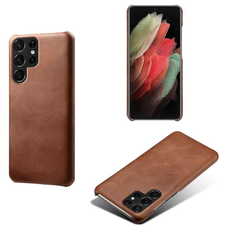 Защитный чехол KSQ Leather Cover для Samsung Galaxy S22 Ultra - Brown: фото 2 из 4