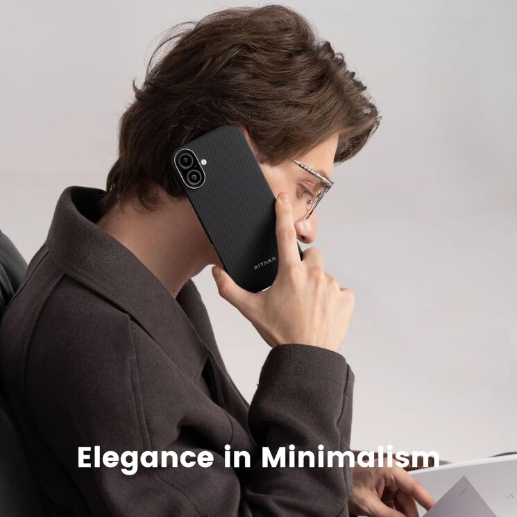 Защитный чехол Pitaka Ultra-Slim Case для Apple iPhone 16 (KI1601A) - 600D Black / Grey (Twill): фото 7 из 11