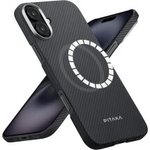 Защитный чехол Pitaka Ultra-Slim Case для Apple iPhone 16 (KI1601A) - 600D Black / Grey (Twill): фото 1 из 11