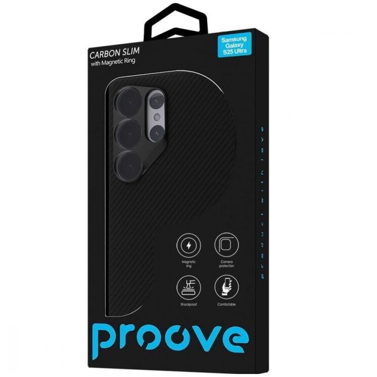 Защитный чехол Proove Carbon Slim with Magnetic Ring для Samsung Galaxy S25 Ultra (S938) - Black: фото 3 из 3