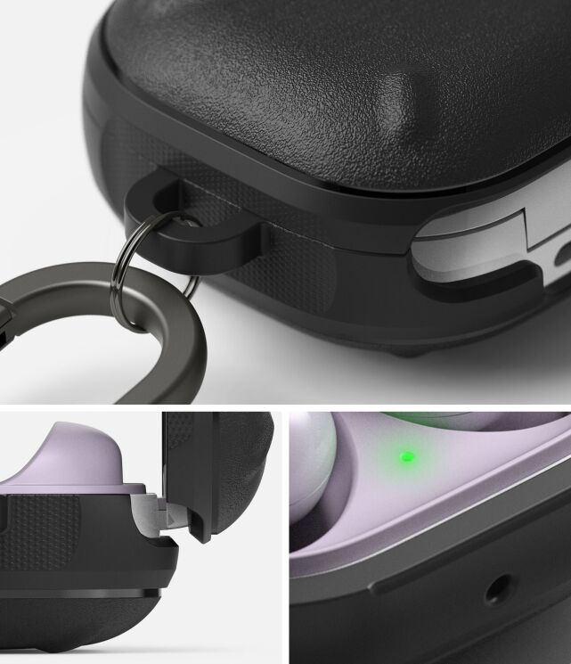 Защитный чехол Ringke Onyx (FH) для Samsung Galaxy Buds Live / Buds Pro / Buds 2 / Buds 2 Pro / Buds FE (8809818847706) - Black: фото 8 из 13