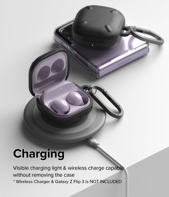 Защитный чехол Ringke Onyx (FH) для Samsung Galaxy Buds Live / Buds Pro / Buds 2 / Buds 2 Pro / Buds FE (8809818847706) - Black: фото 10 из 13