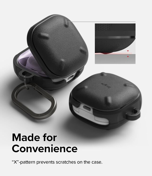 Защитный чехол Ringke Onyx (FH) для Samsung Galaxy Buds Live / Buds Pro / Buds 2 / Buds 2 Pro / Buds FE (8809818847706) - Black: фото 7 из 13