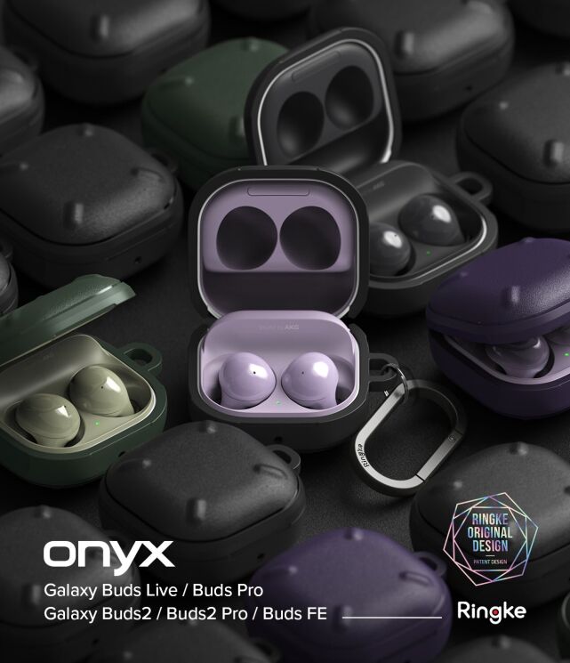 Защитный чехол Ringke Onyx (FH) для Samsung Galaxy Buds Live / Buds Pro / Buds 2 / Buds 2 Pro / Buds FE (8809818847706) - Black: фото 2 из 13