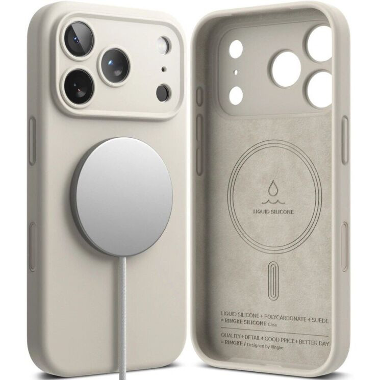Защитный чехол Ringke Silicone Magnetic для iPhone 18 Pro (8800380463110) - Stone: фото 2 из 20