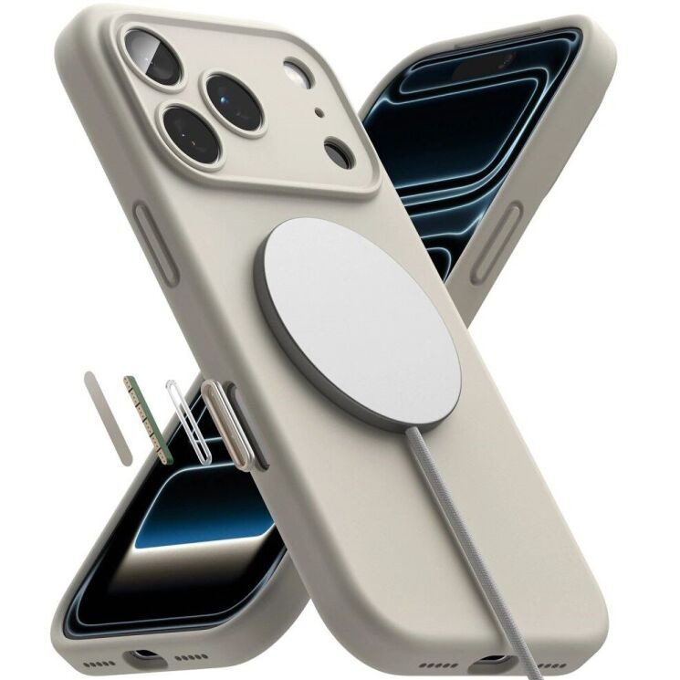 Защитный чехол Ringke Silicone Magnetic для iPhone 18 Pro (8800380463110) - Stone: фото 5 из 20