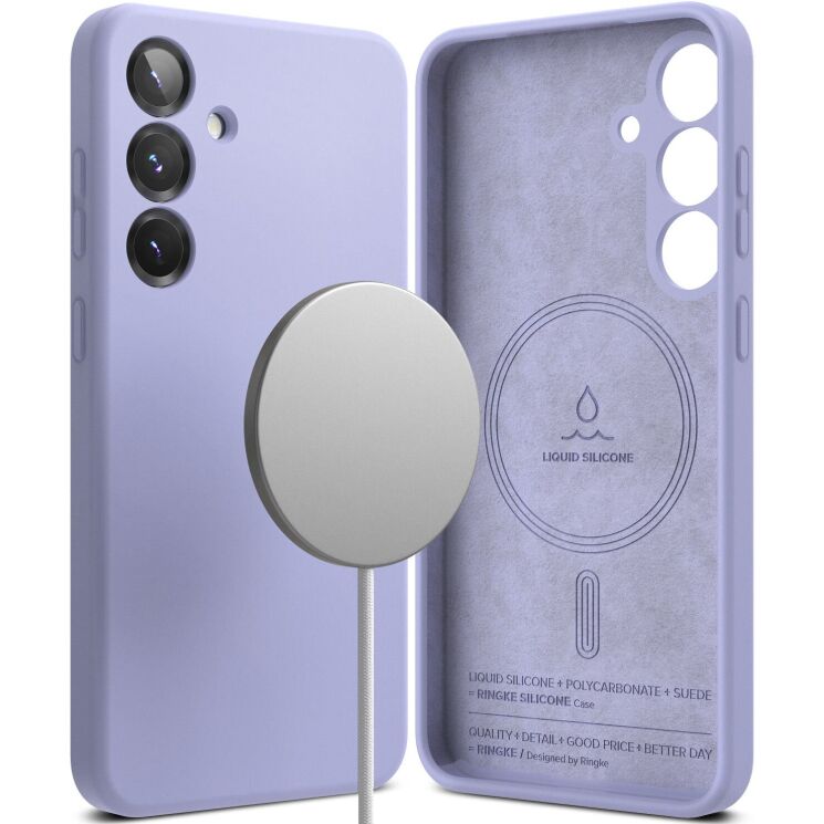 Защитный чехол Ringke Silicone Magnetic для Samsung Galaxy S25 Plus (S936) 8800274968806 - Lavender: фото 1 из 14