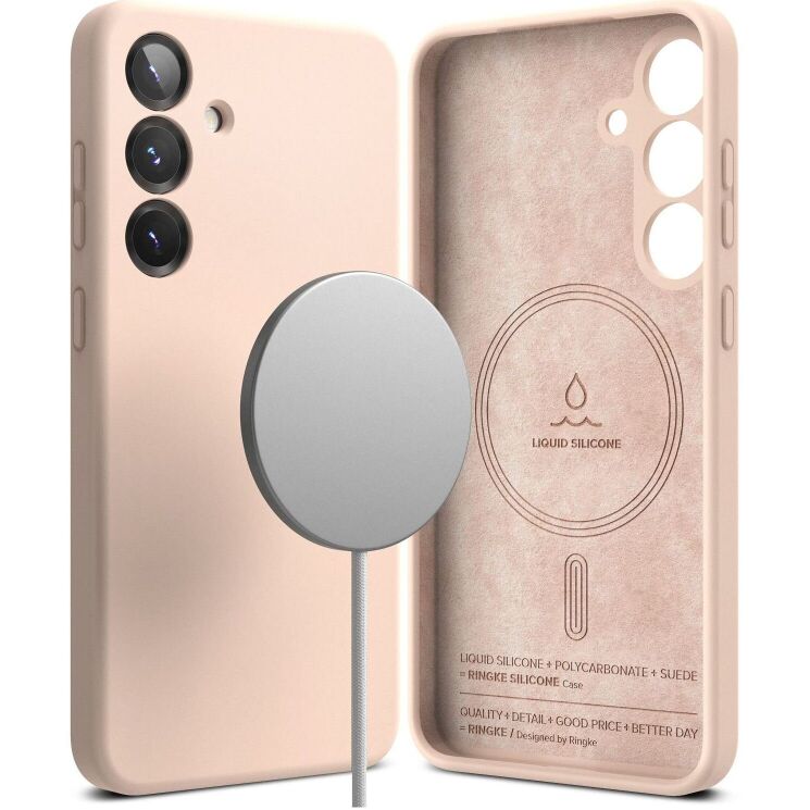 Защитный чехол Ringke Silicone Magnetic для Samsung Galaxy S25 (S931) 8800274968431 - Pink Sand: фото 1 из 14