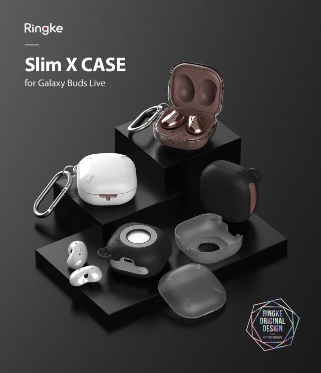 Защитный чехол RINGKE Slim X Case для Samsung Galaxy Buds Live / Buds Pro / Buds 2 / Buds 2 Pro / Buds FE - Glossy White: фото 3 из 12