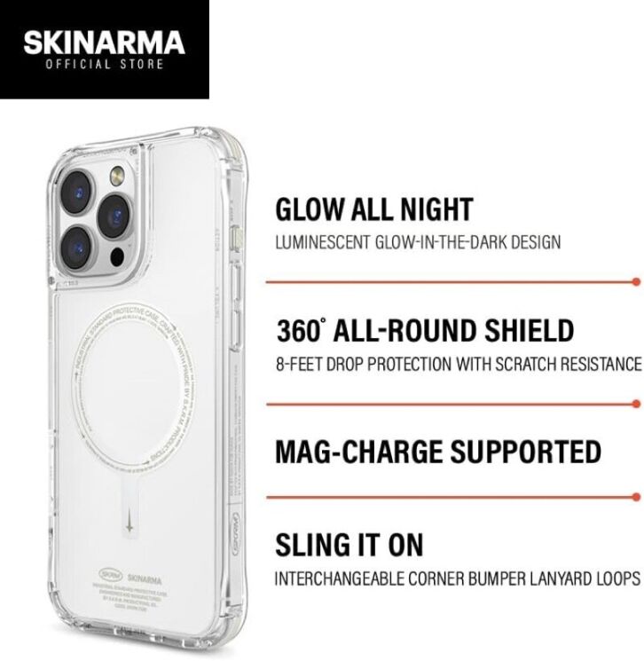 Защитный чехол SKINARMA SAIDO NITEGLOW Mag-Charge для Apple iPhone 16 Pro Max - Lime Green: фото 6 из 10