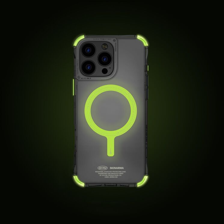 Защитный чехол SKINARMA SAIDO NITEGLOW Mag-Charge для Apple iPhone 16 Pro Max - Lime Green: фото 4 из 10