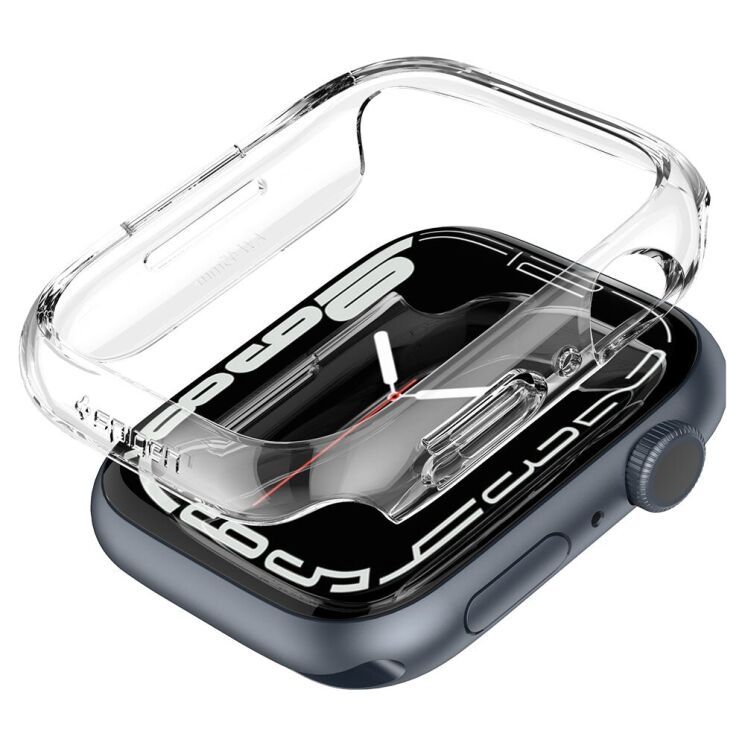 Защитный чехол Spigen (SGP) Thin Fit (FW) для Apple Watch 45 mm (7 / 8 / 9 Series) - Crystal Clear: фото 1 из 16