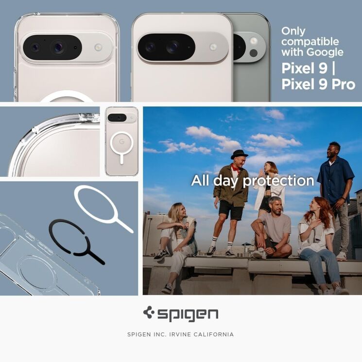 Защитный чехол Spigen (SGP) Ultra Hybrid (MagFit) для Google Pixel 9 Pro - White: фото 13 из 13
