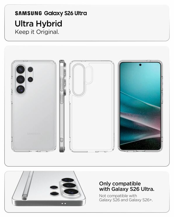 Захисний чохол Spigen Ultra Hybrid для Samsung Galaxy S26 Ultra (S948) ACS10678 - Space Crystal: фото 6 з 11