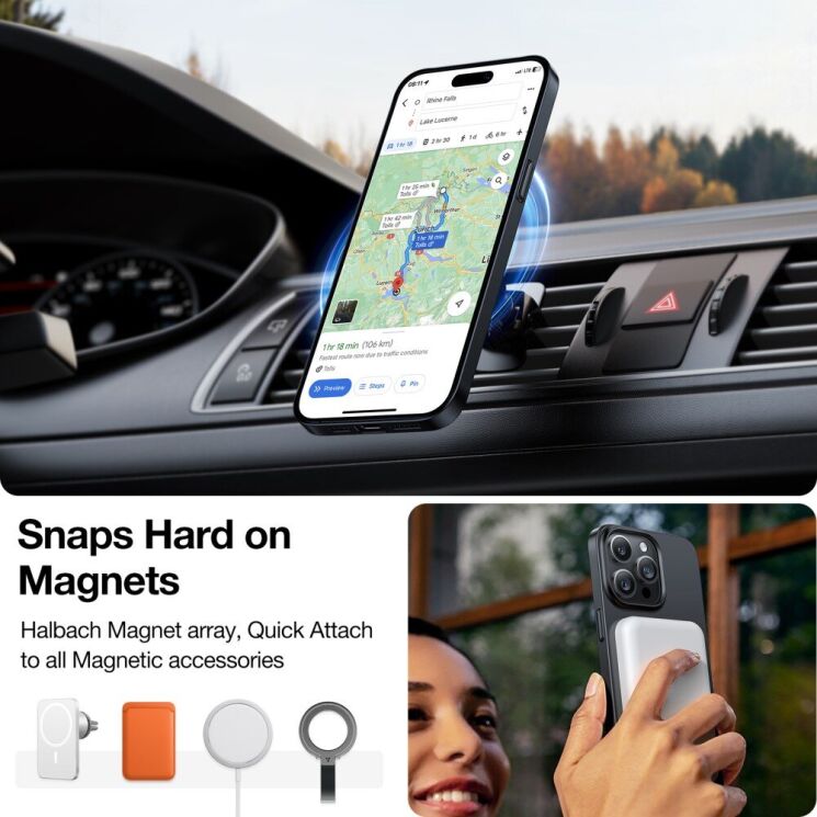 Защитный чехол TORRAS Slim Fit MagSafe для Apple iPhone 15 Pro - Titanium Grey: фото 5 из 8
