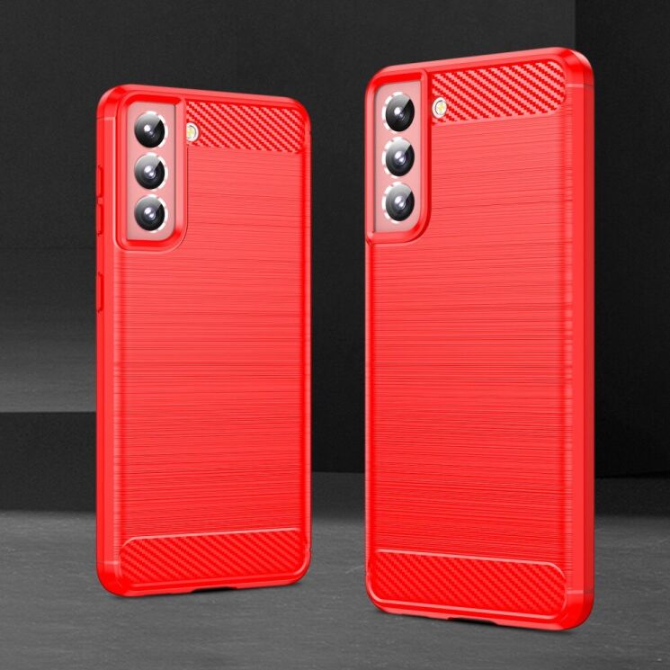 Защитный чехол UniCase Carbon для Samsung Galaxy S21 (G991) - Red: фото 6 из 9