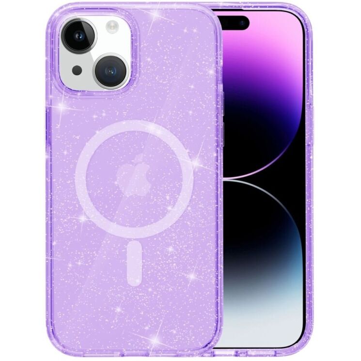 Захисний чохол UniCase Glitter Series MagSafe для Apple iPhone 15 - Purple: фото 1 з 6