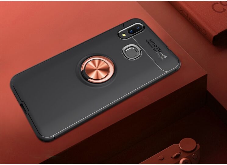 Защитный чехол UniCase Magnetic Ring для Xiaomi Mi Max 3 - Black / Rose Gold: фото 2 из 8