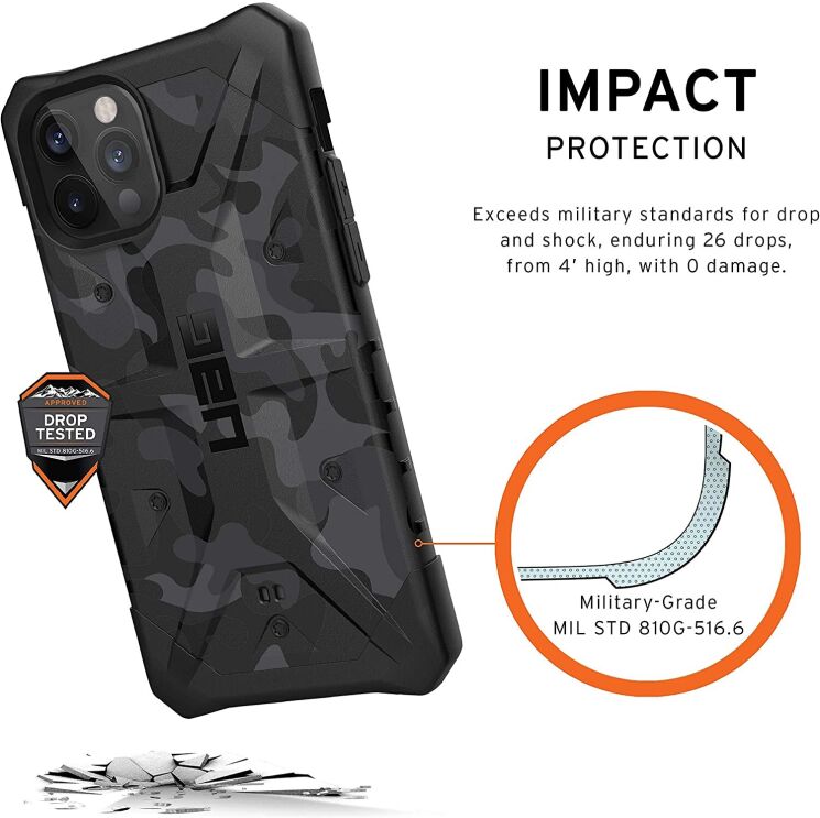 Защитный чехол URBAN ARMOR GEAR (UAG) Pathfinder SE для Apple iPhone 12 / iPhone 12 Pro - Black Midnight Camo: фото 6 из 9