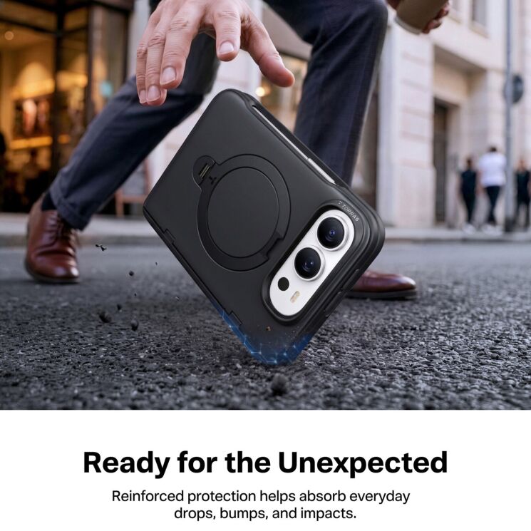 Защитный комплект TORRAS Ostand Q3 Spin Series with MagSafe (FF) для Apple iPhone Duo - Black: фото 4 из 6