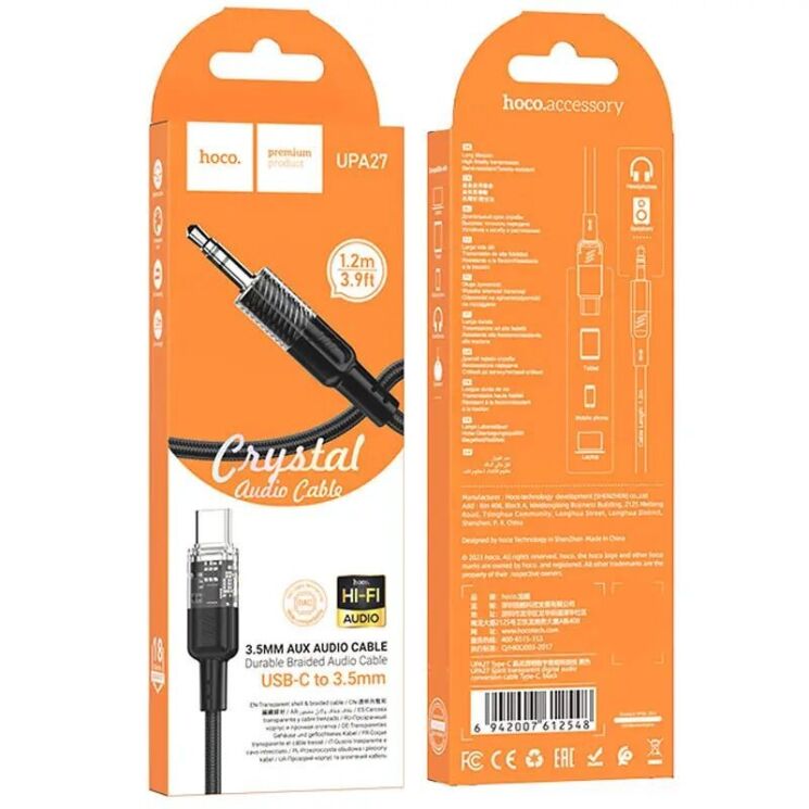 AUX-кабель Hoco UPA27 Spirit Type-C to 3.5mm (1.2m) - Black: фото 5 из 7