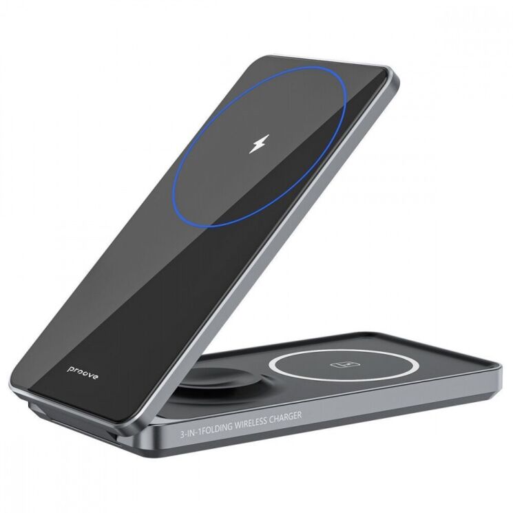 Беспроводное зарядное устройство Proove Metal Edge 3 in 1 - Gray: фото 1 из 6