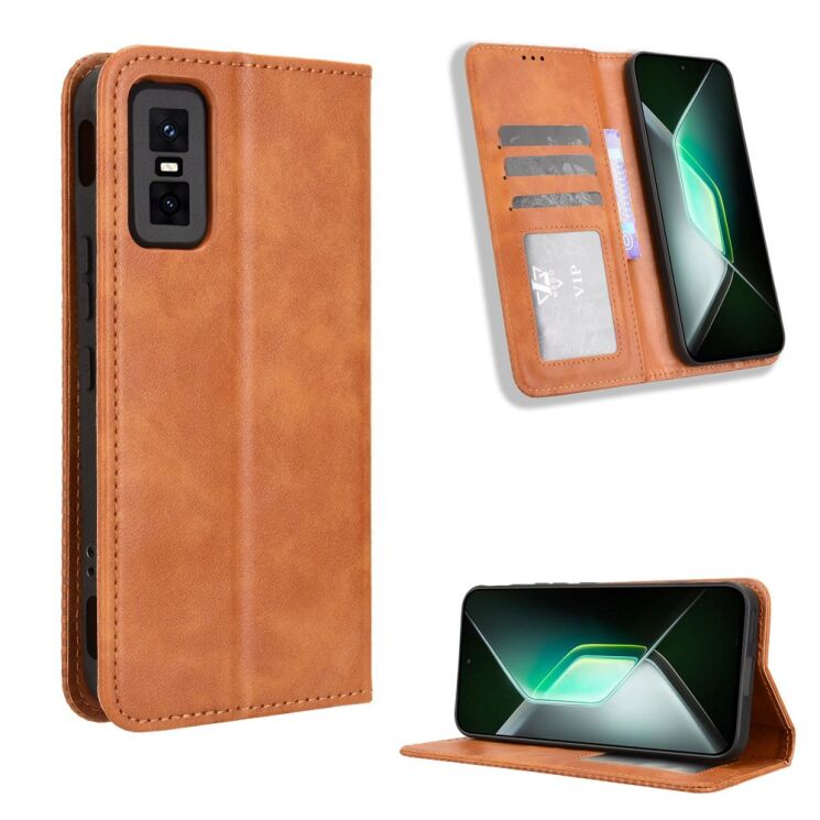 Чехол Deexe Retro Style для Infinix GT 30 Pro - Brown: фото 2 из 17