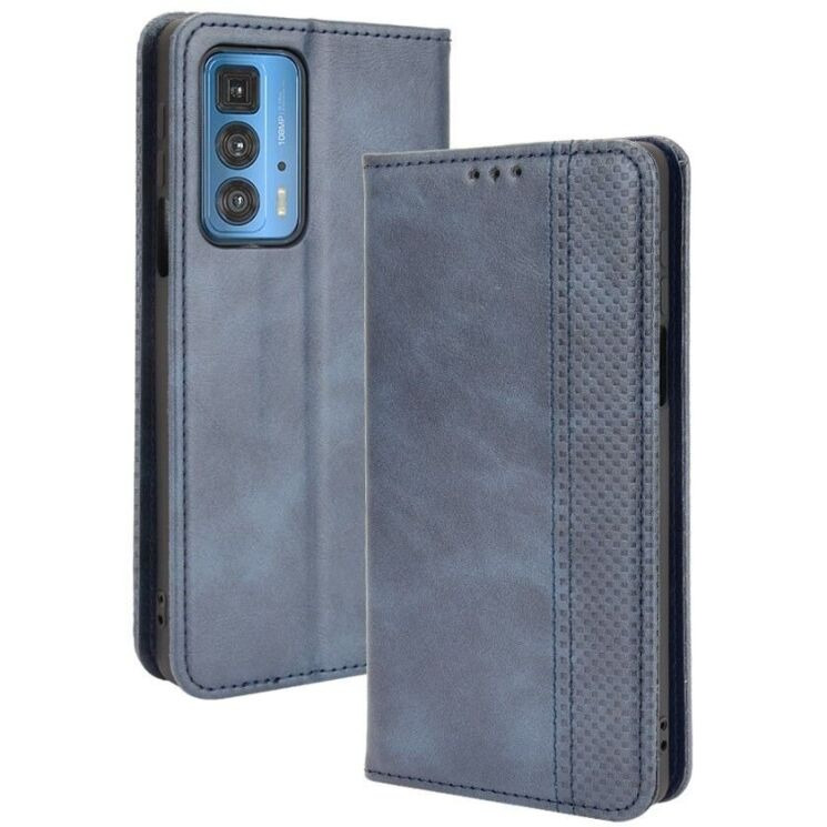 Чохол-книжка Deexe Retro Style для Motorola Edge 20 Pro - Blue: фото 1 з 12