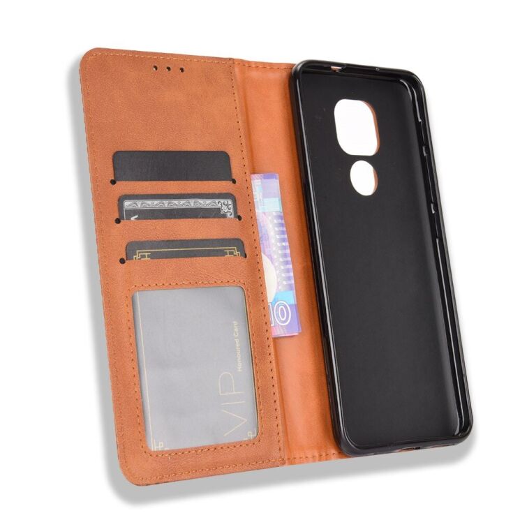 Чохол-книжка Deexe Retro Style для Motorola Moto E7 Plus / Moto G9 Play - Brown: фото 4 з 14