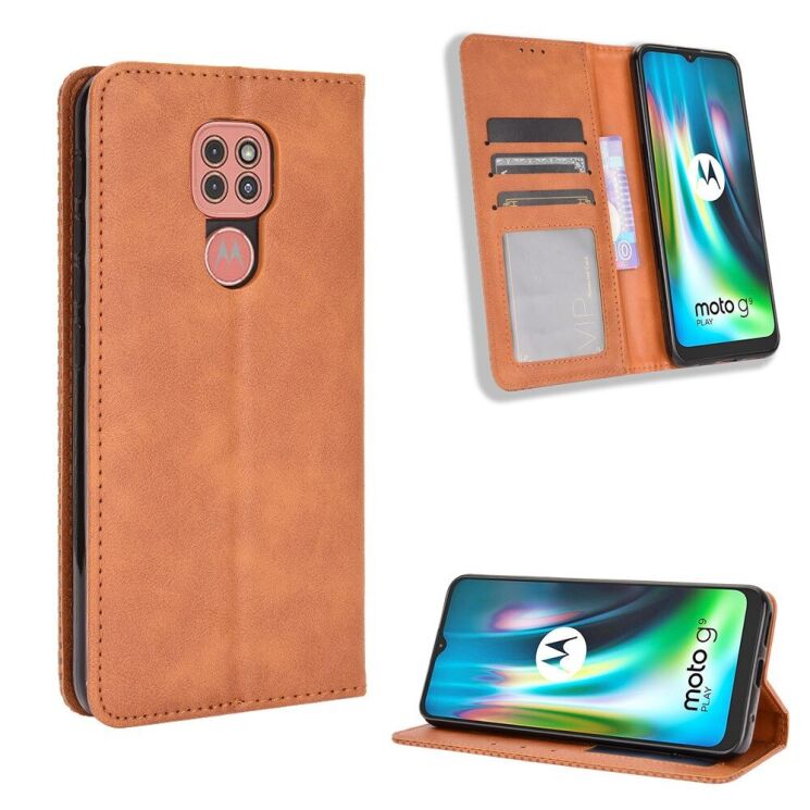 Чохол-книжка Deexe Retro Style для Motorola Moto E7 Plus / Moto G9 Play - Brown: фото 2 з 14