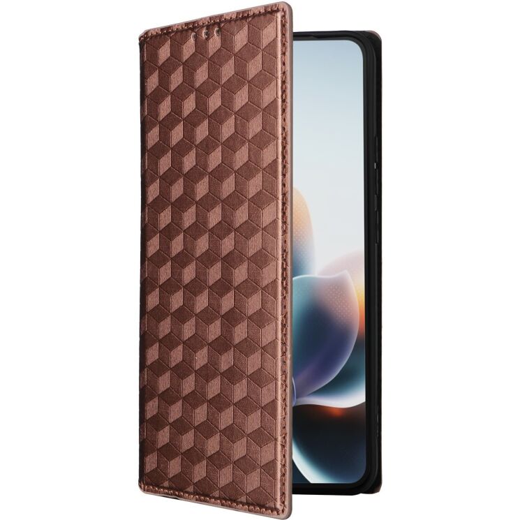 Чехол Deexe Rhombus Book для Motorola Edge 70 Max - Brown: фото 6 из 7