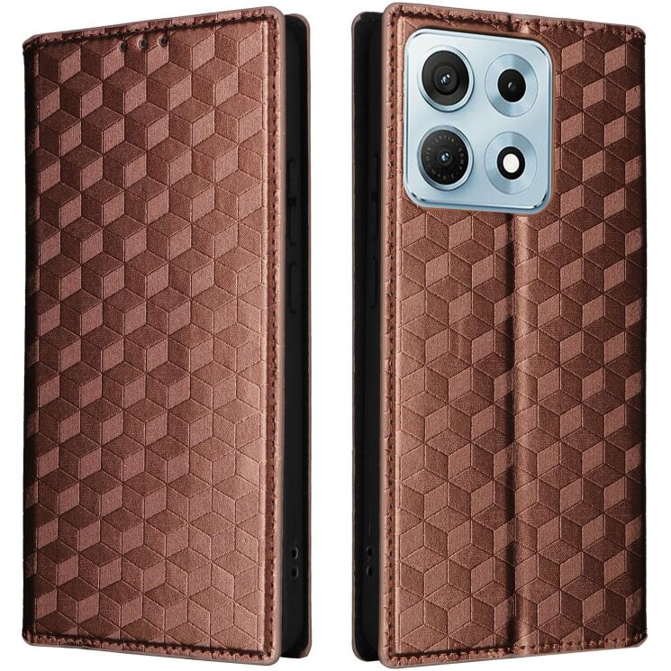 Чехол Deexe Rhombus Book для Motorola Edge 70 Max - Brown: фото 1 из 7