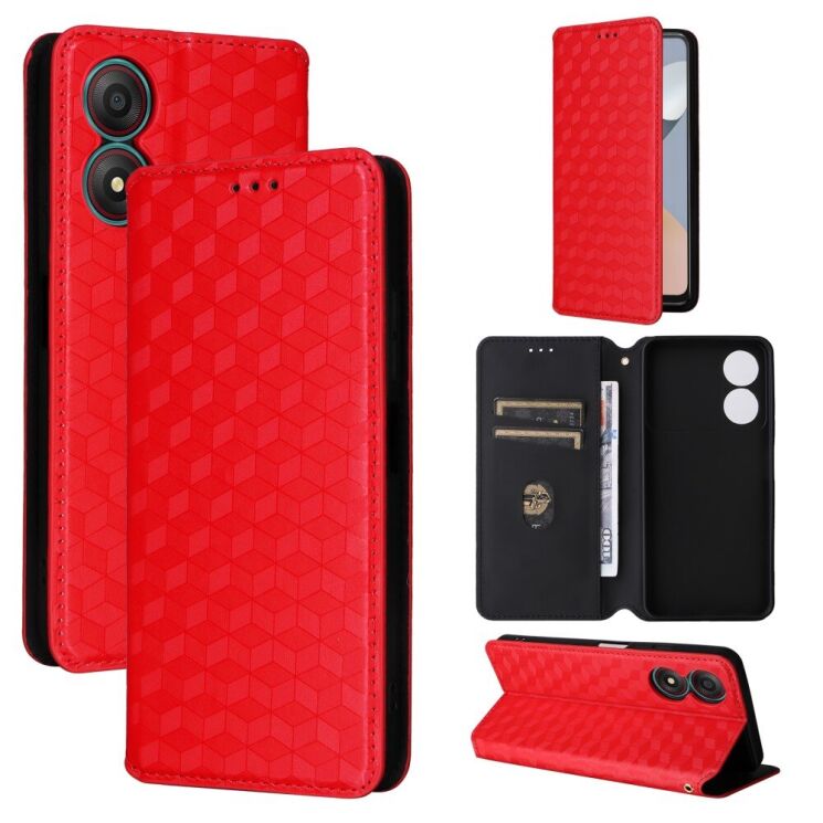 Чехол Deexe Rhombus Book для ZTE Blade A34 - Red: фото 7 из 9