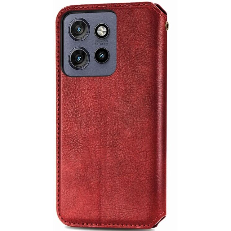 Чехол Deexe Rhombus Wallet для Motorola Edge 50 Neo - Red: фото 5 из 10