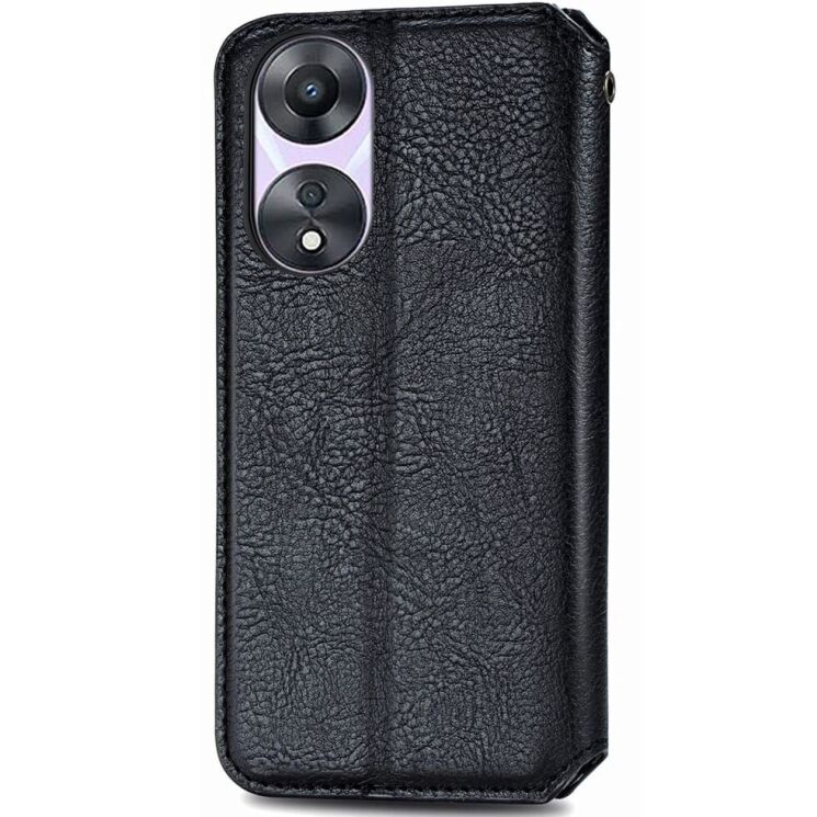 Чехол Deexe Rhombus Wallet для OPPO A78 - Black: фото 6 из 10