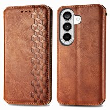Чехол Deexe Rhombus Wallet для Samsung Galaxy A57 (A576) - Brown: фото 1 из 8