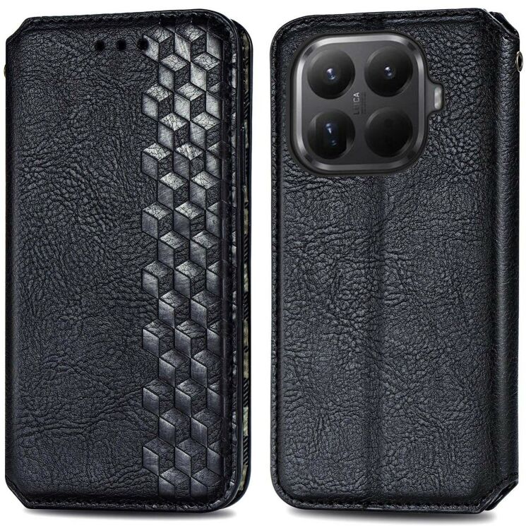 Чохол Deexe Rhombus Wallet для Xiaomi 15T Pro - Black: фото 1 з 6