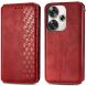 Чехол Deexe Rhombus Wallet для Xiaomi Poco F6 - Red (355045R). Фото 1 из 9